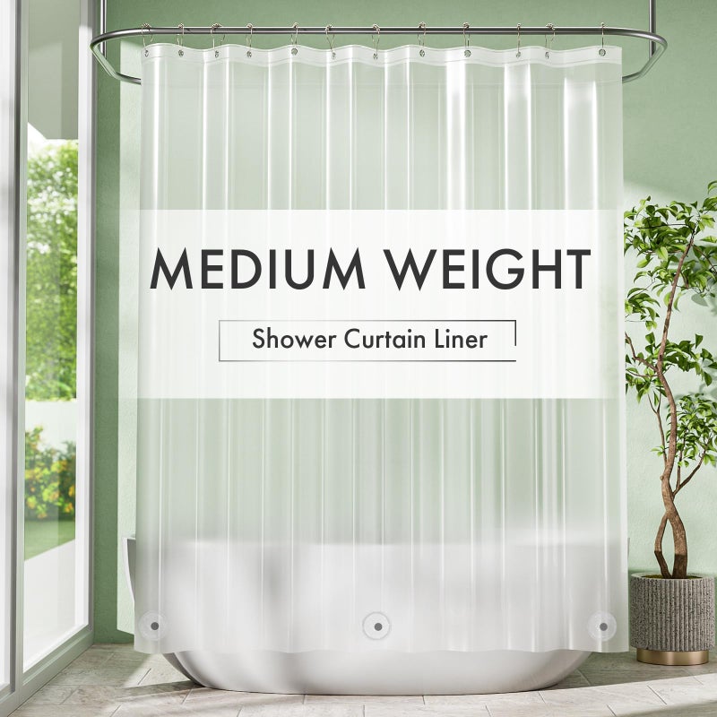 Amazer Plastic Shower Curtain Liner with Magnets, 72x72 Frosted Shower Liner PEVA Waterproof Inside Shower Curtains Liner for Bathroom with Rustproof Grommet - Image 1